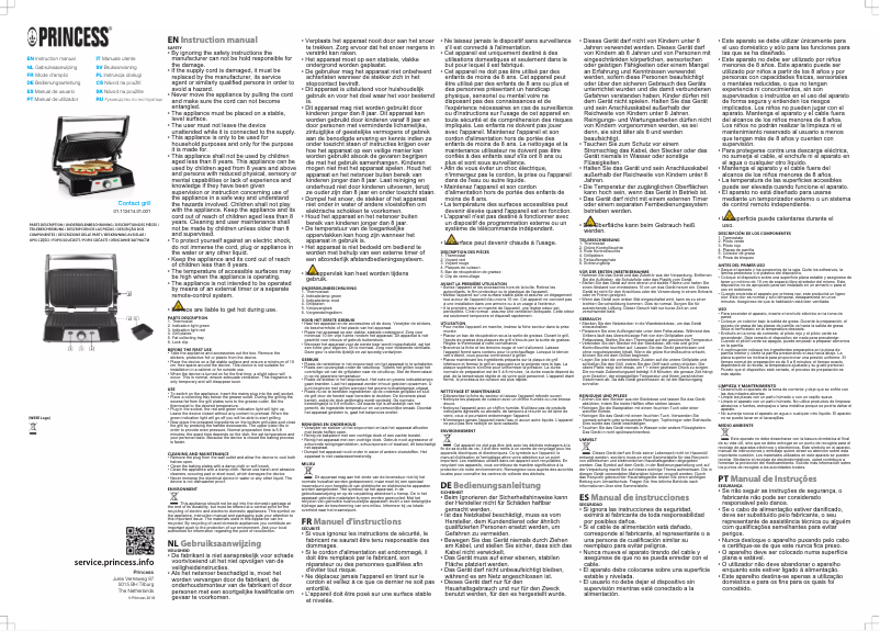 Page n°1 - Manuel utilisateur Princess Contact grill 112414
