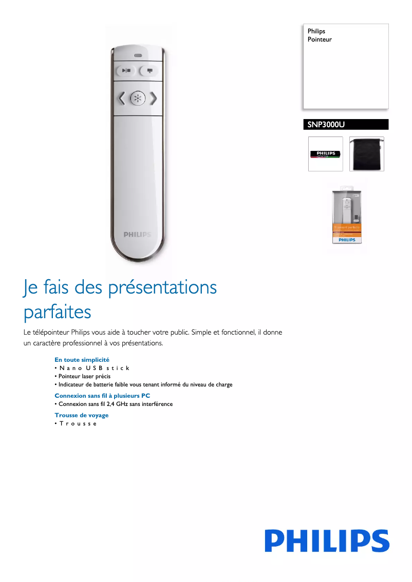 Page n°1 - Fiche technique Philips SNP3000U