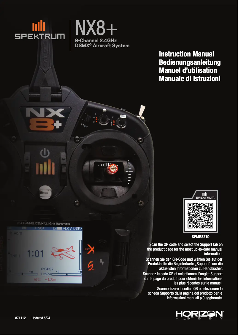 Page 1 de la notice Manuel utilisateur Spektrum NX8