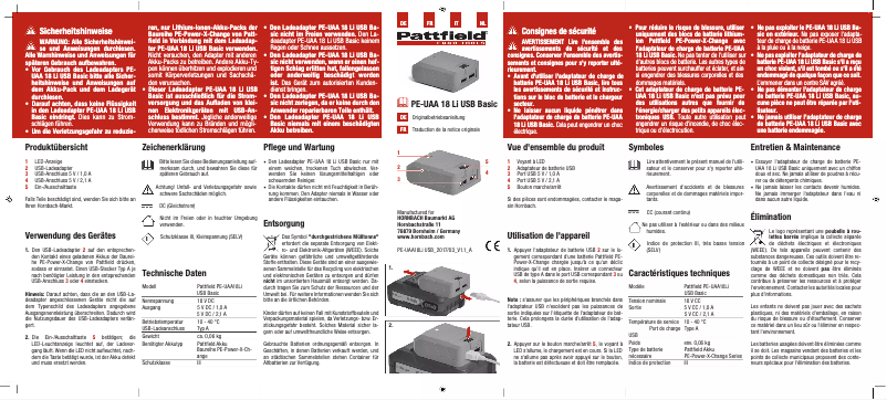 First page image of the manual for PE-UAA 18 Li USB Basic