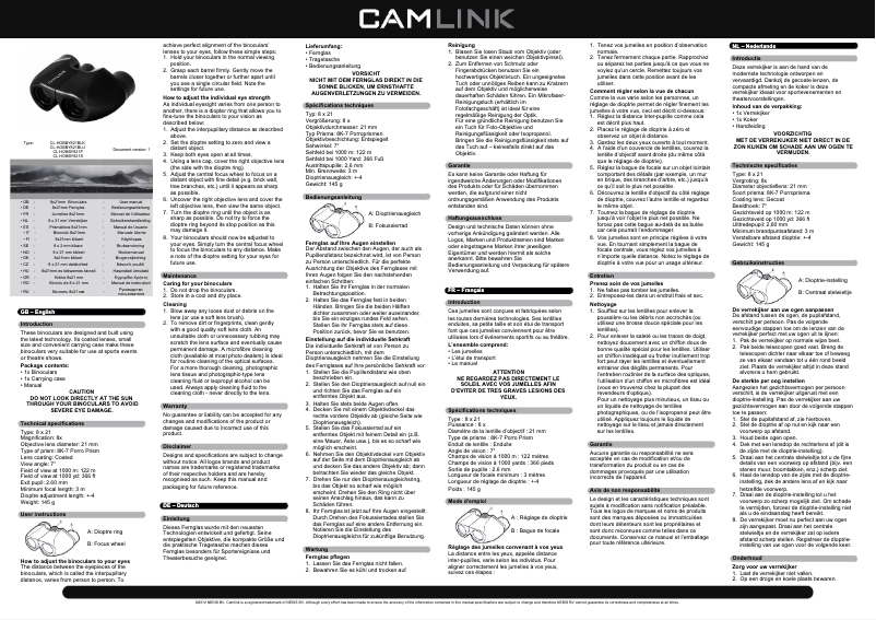 Page 1 of the manual User Manual CamLink 8x21 mm