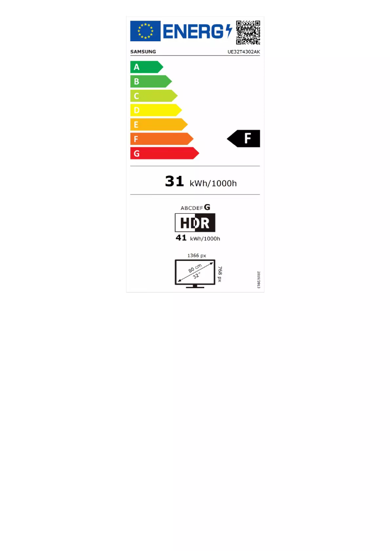 Página 1 del manual Etiqueta energética Samsung UE32T4302AK