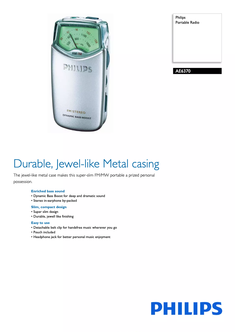 Page n°1 - Fiche technique Philips AE6370