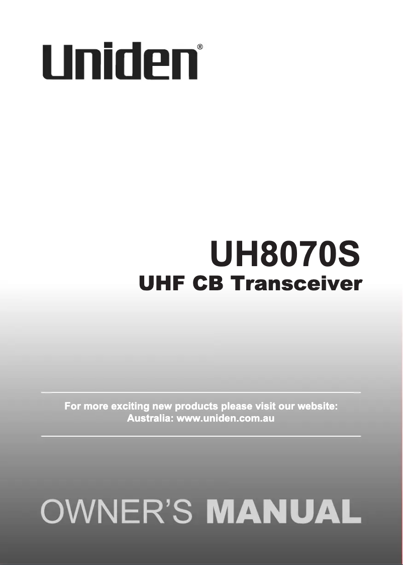 Image de la première page du manuel de l'appareil UH8070S