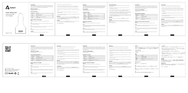 Page 1 de la notice Manuel utilisateur Aukey CC-01