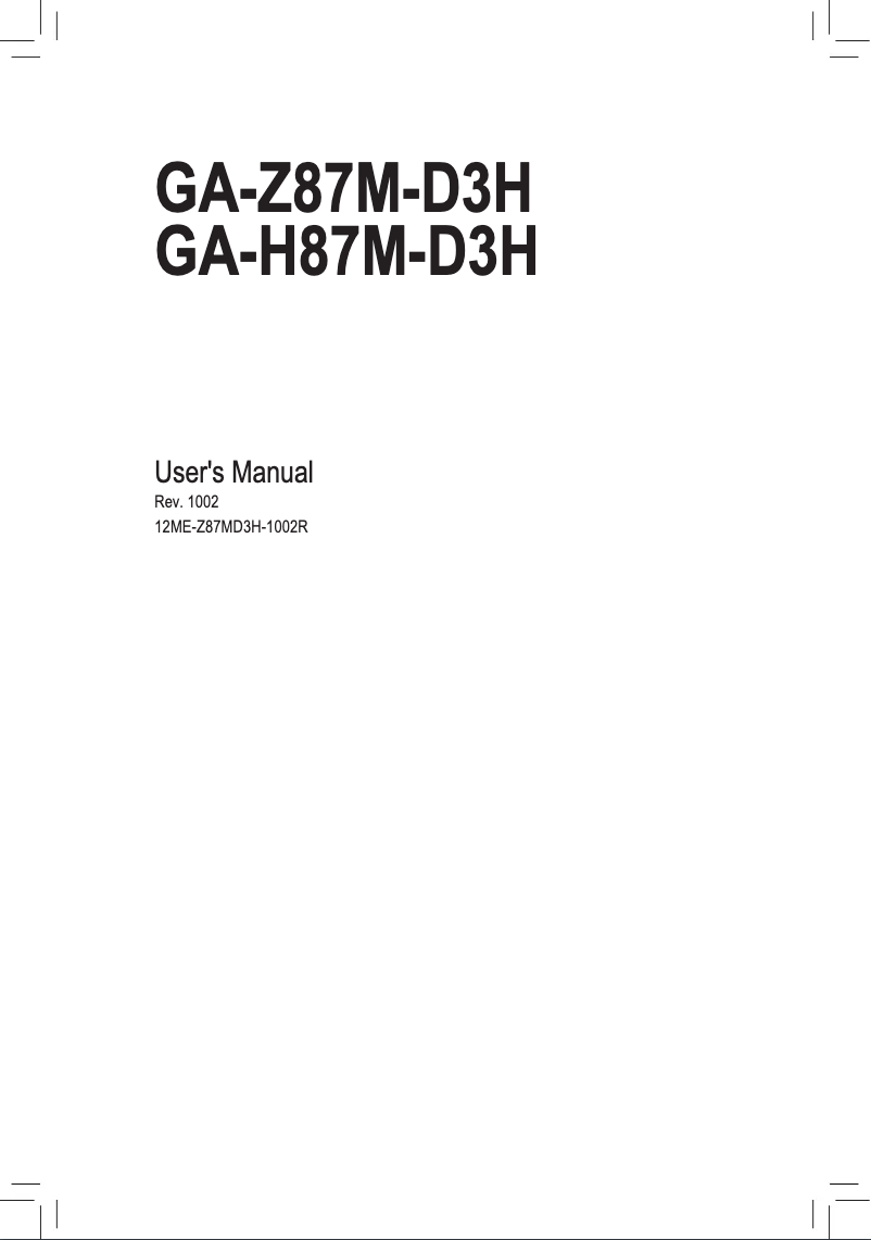 Page 1 de la notice Manuel utilisateur Gigabyte GA-H87M-D3H