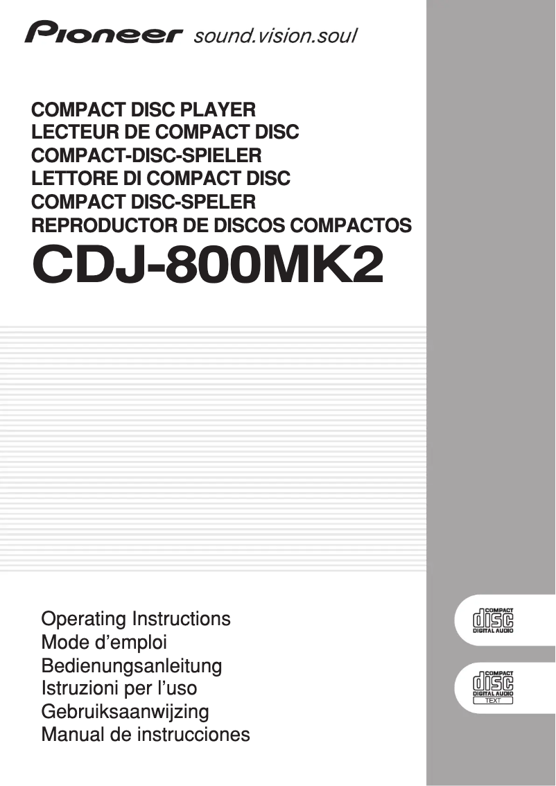 Page n°1 - Manuel utilisateur Pioneer CDJ-800 MK2