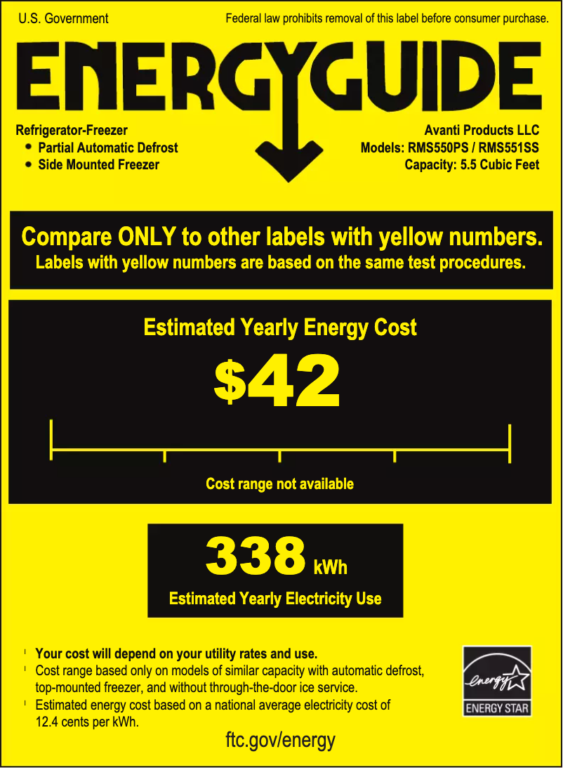Page n°1 - Label énergétique Avanti RMS551SS
