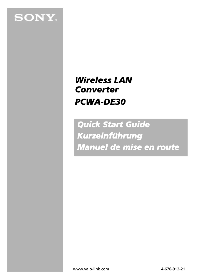 Page n°1 - Manuel utilisateur Sony PCWA-DE30