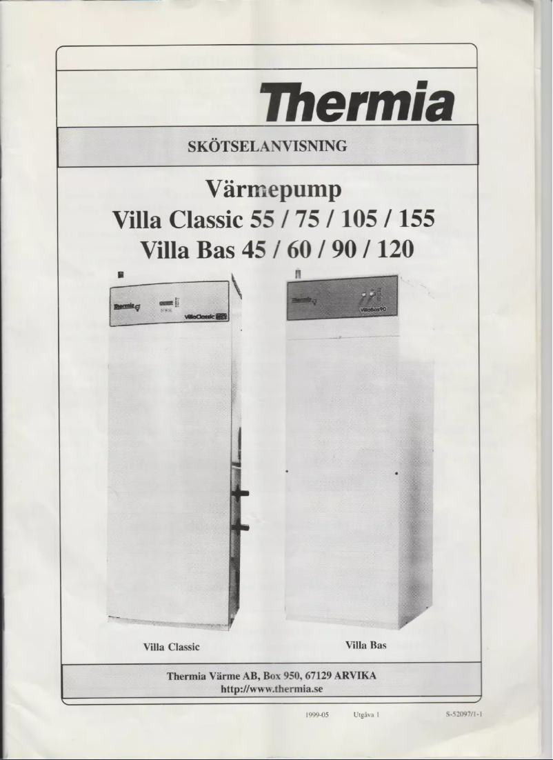Page n°1 - Manuel utilisateur Thermia Villa Classic 105