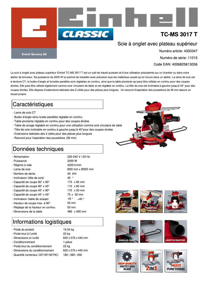 Image de la première page du manuel de l'appareil TC-MS 3017 T