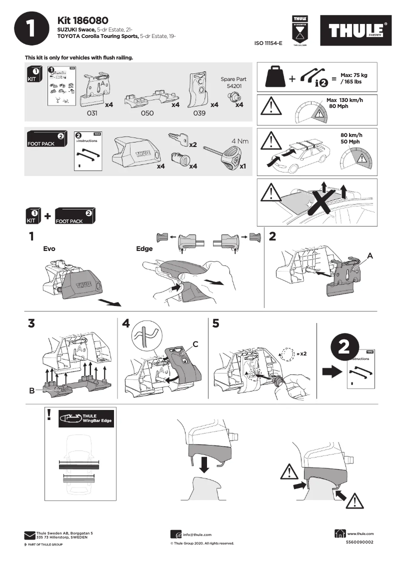 Page n°1 - Manuel utilisateur Thule Kit 186080