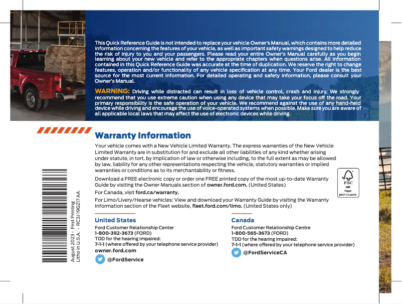 Page n°1 - Guide de démarrage rapide Ford F-550 (2024)