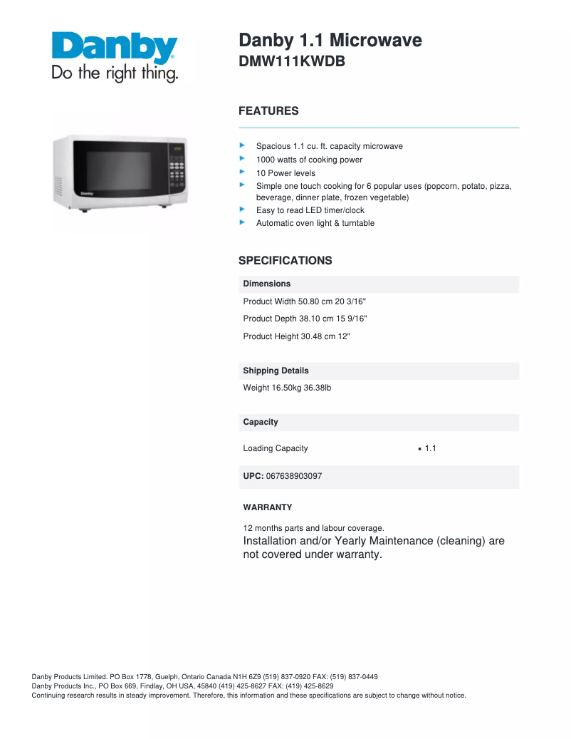 Image de la première page du manuel de l'appareil DMW111KWDB