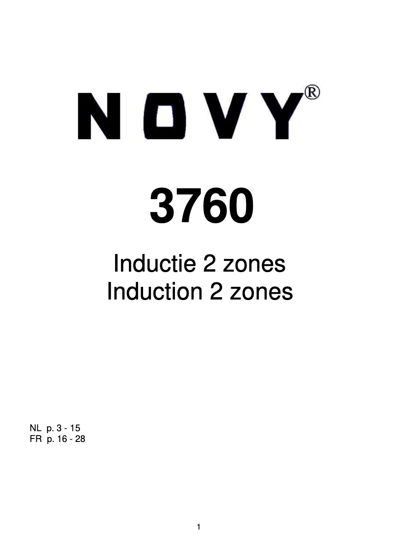 Page 1 de la notice Manuel utilisateur Novy 3760