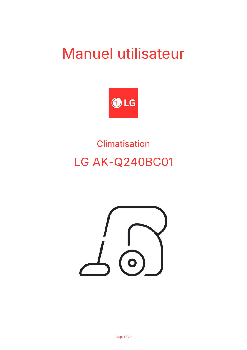 Image de la première page du manuel de l'appareil AK-Q240BC01