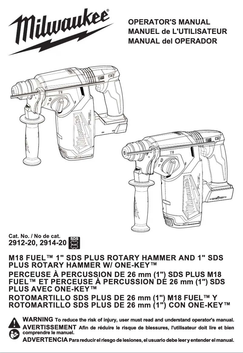 Page 1 de la notice Manuel utilisateur Milwaukee M18 Fuel 2912-22