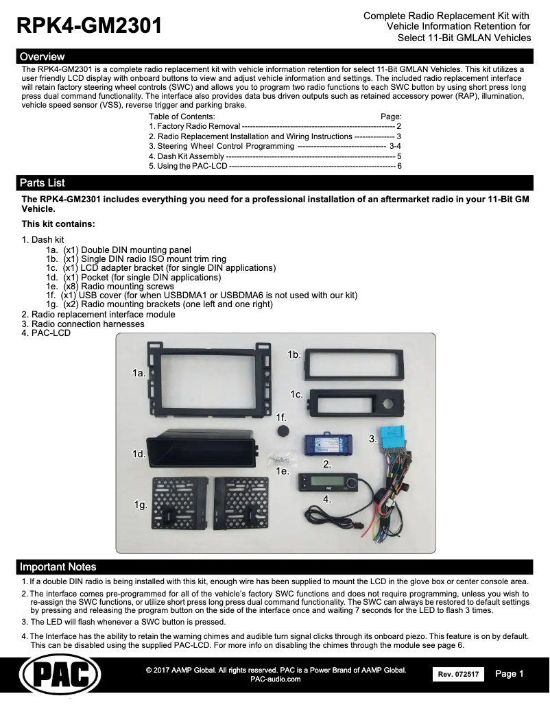 Image de la première page du manuel de l'appareil RPK4-GM2301