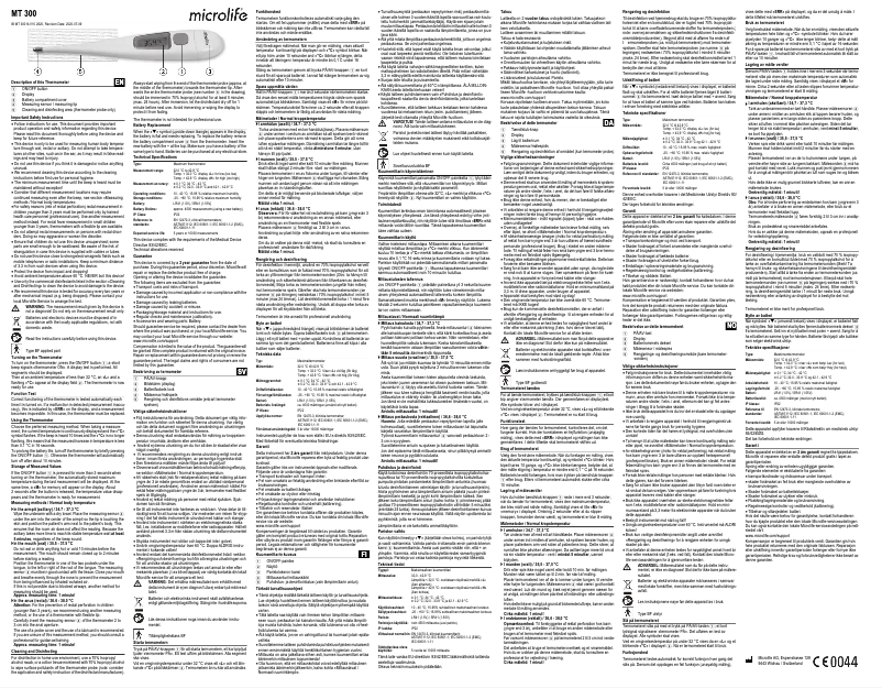 Image de la première page du manuel de l'appareil MT 300