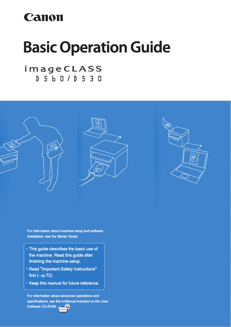 Image de la première page du manuel de l'appareil imageCLASS D530