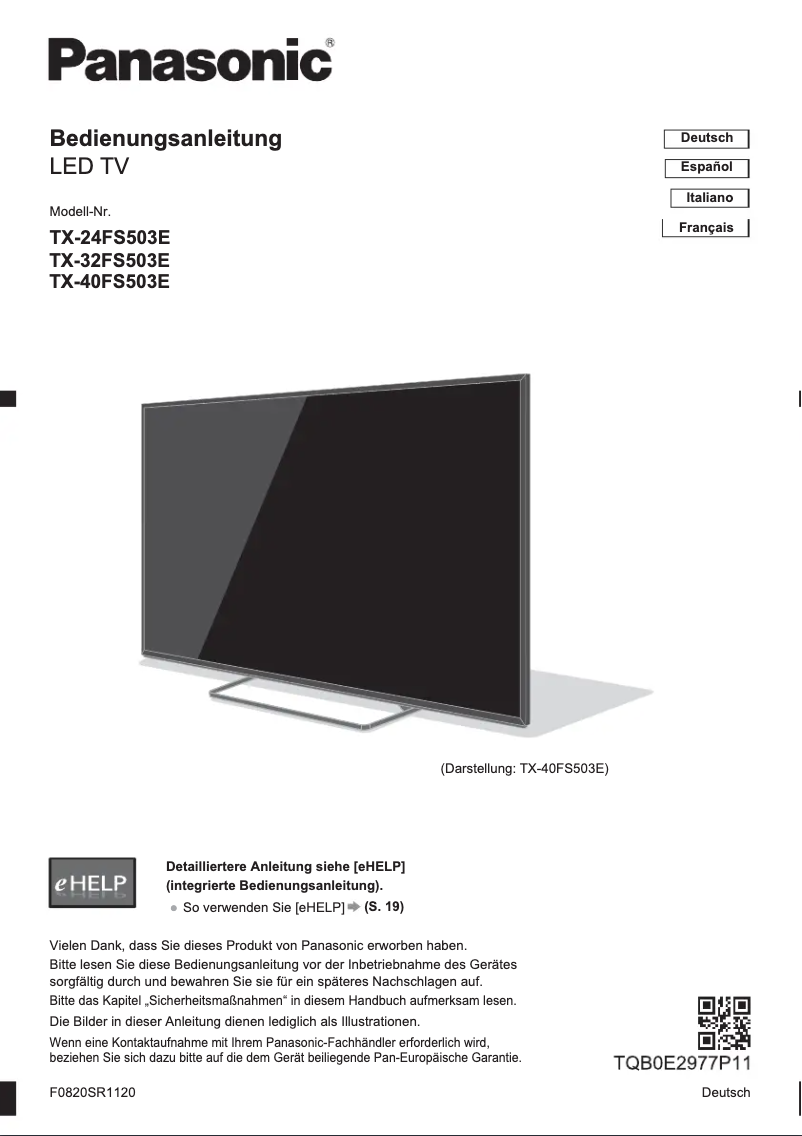 Imagen de la primera página del manual del dispositivo TX-40FS503E