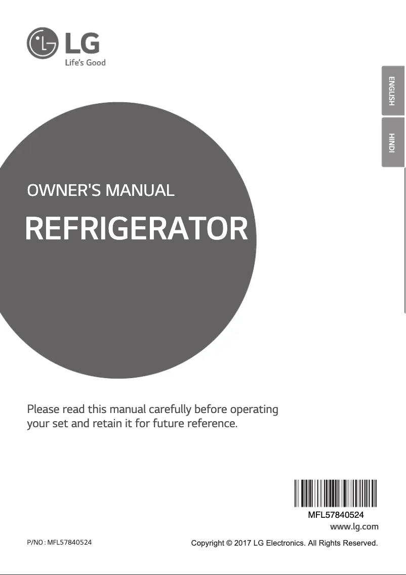 Page 1 de la notice Manuel utilisateur LG GL-T292REVX