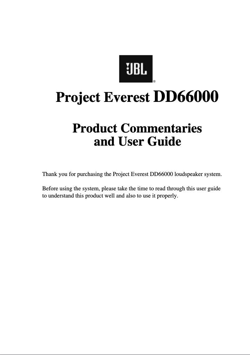 Page n°1 - Manuel utilisateur JBL Everest DD66000