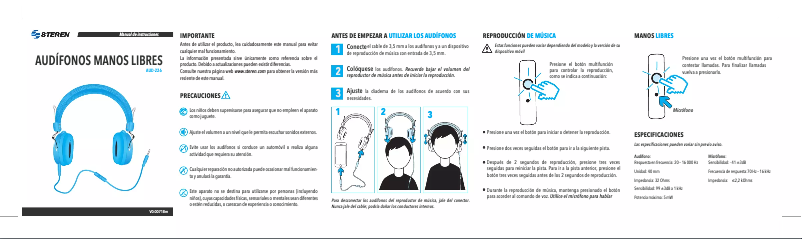 Page 1 de la notice Manuel utilisateur Steren AUD-226