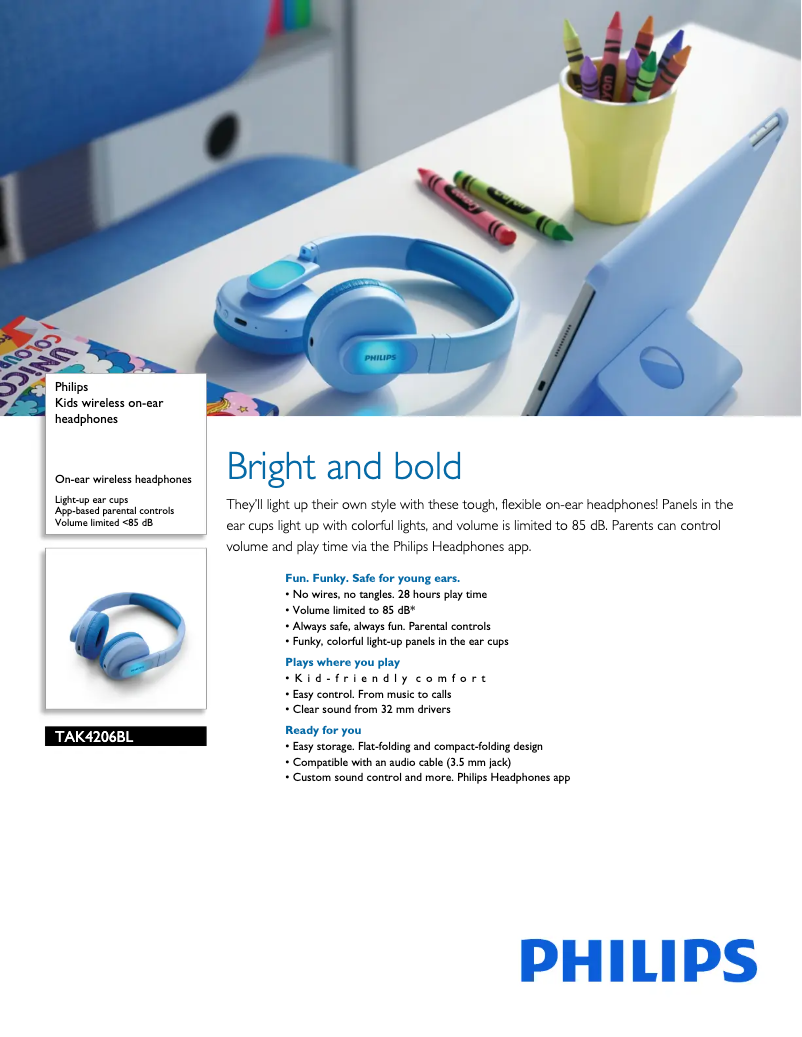 Page 1 de la notice Fiche technique Philips TAK4206