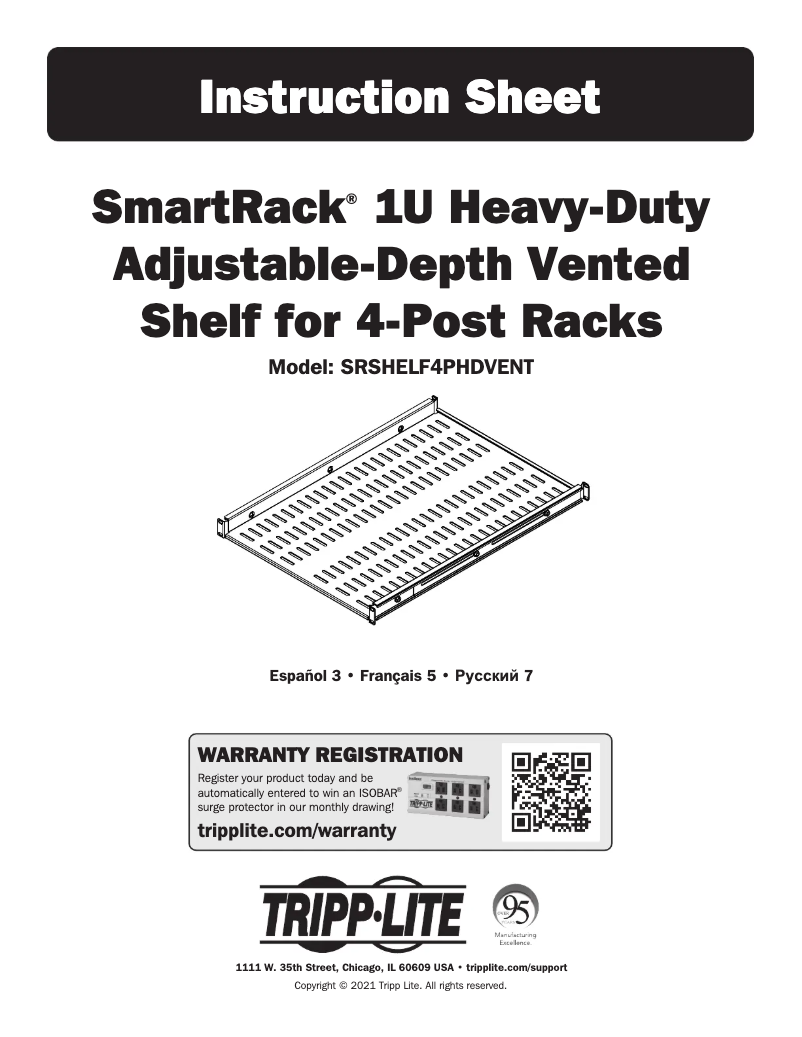 Page n°1 - Manuel utilisateur Tripp Lite SRSHELF4PHDVENT