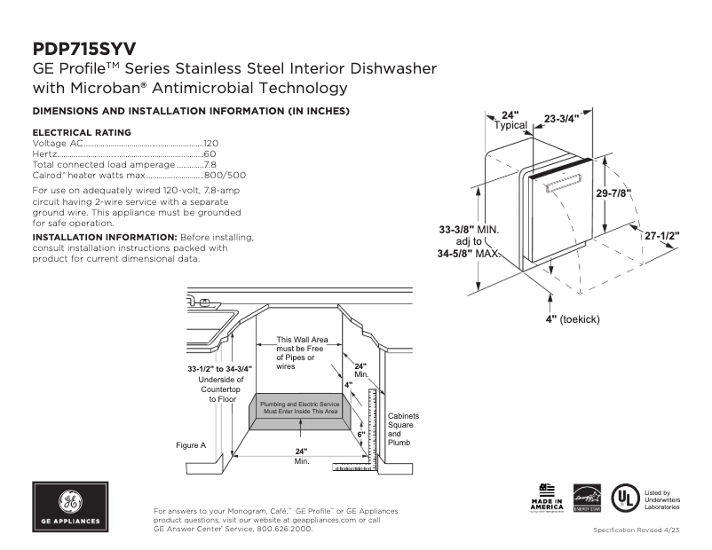Page n°1 - Fiche technique GE PDP715SYVFS