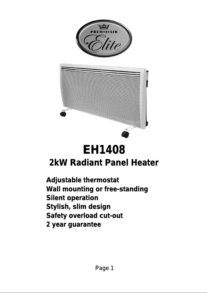 Image de la première page du manuel de l'appareil EH1408