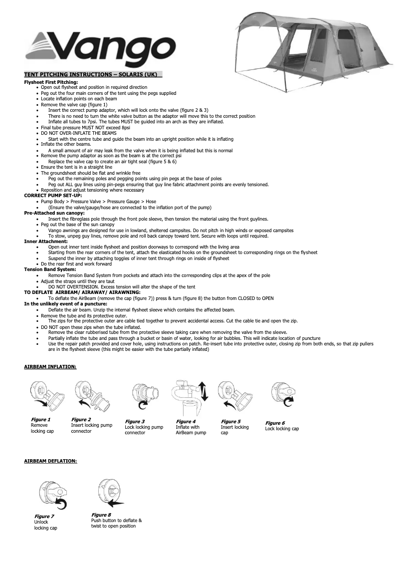 Page n°1 - Manuel utilisateur Vango Solaris 400