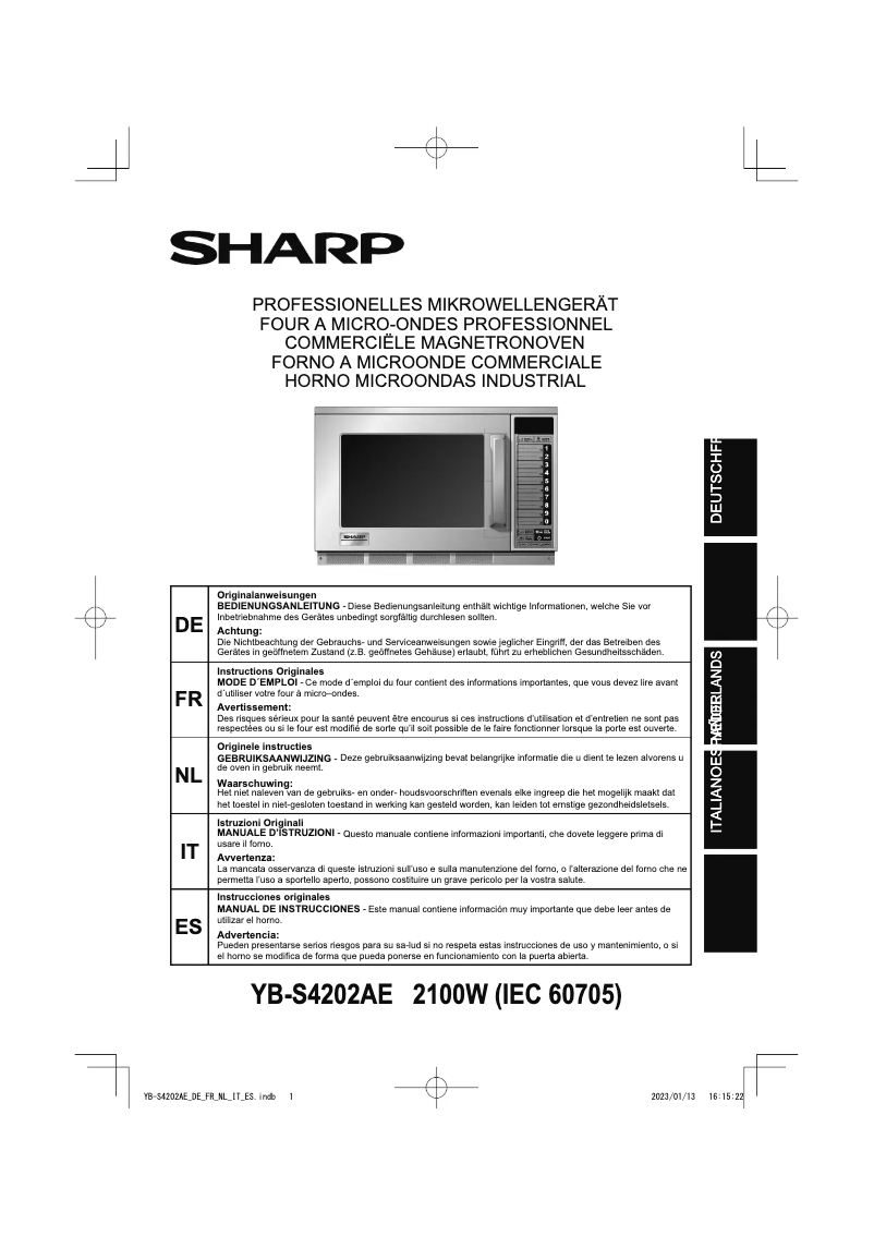 Page 1 de la notice Manuel utilisateur Sharp YB-S4202AE