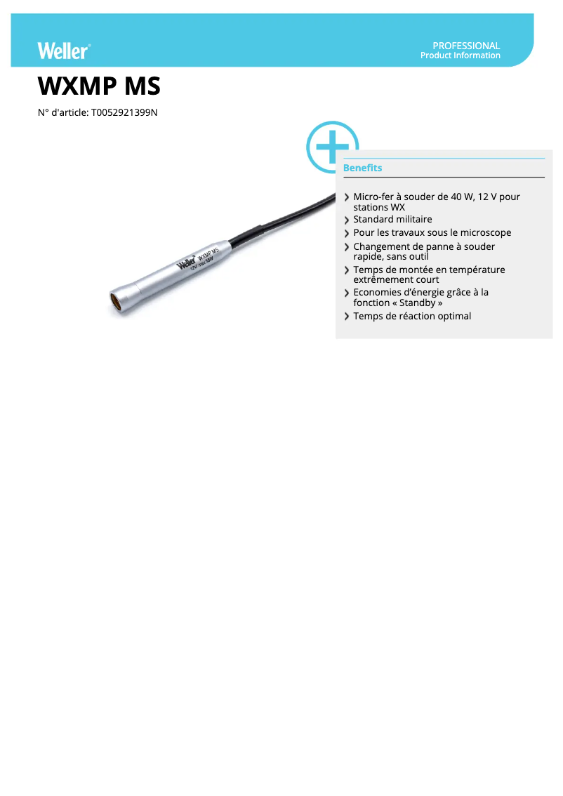 Page n°1 - Fiche technique Weller WXMP MS