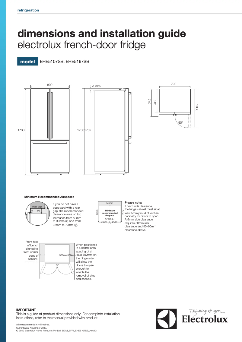 Page 1 de la notice Guide d'installation Electrolux EHE5107SB