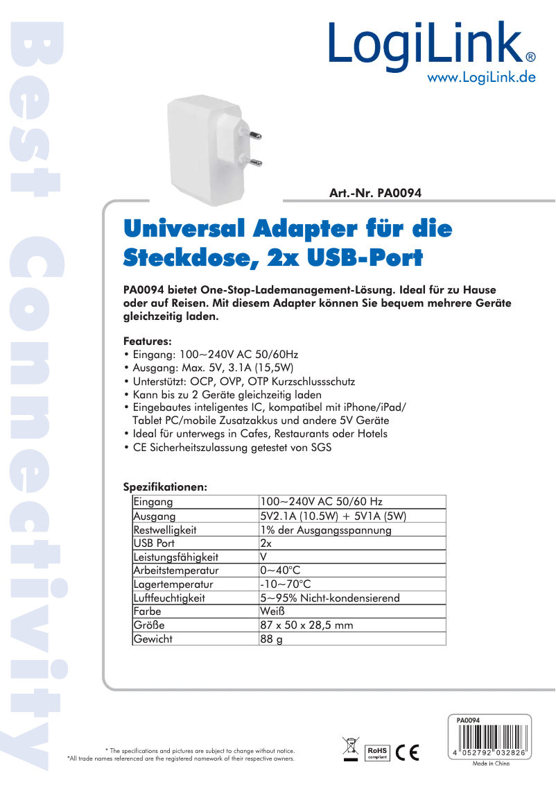 Image de la première page du manuel de l'appareil PA0094