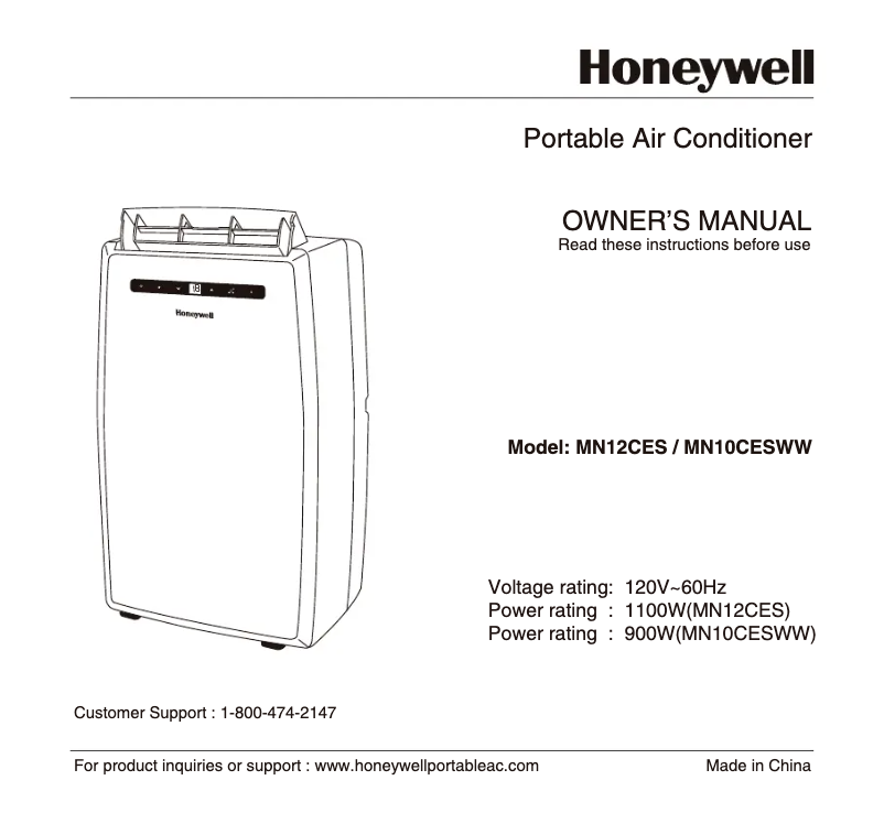 Page 1 de la notice Manuel utilisateur Honeywell MN12CESBB