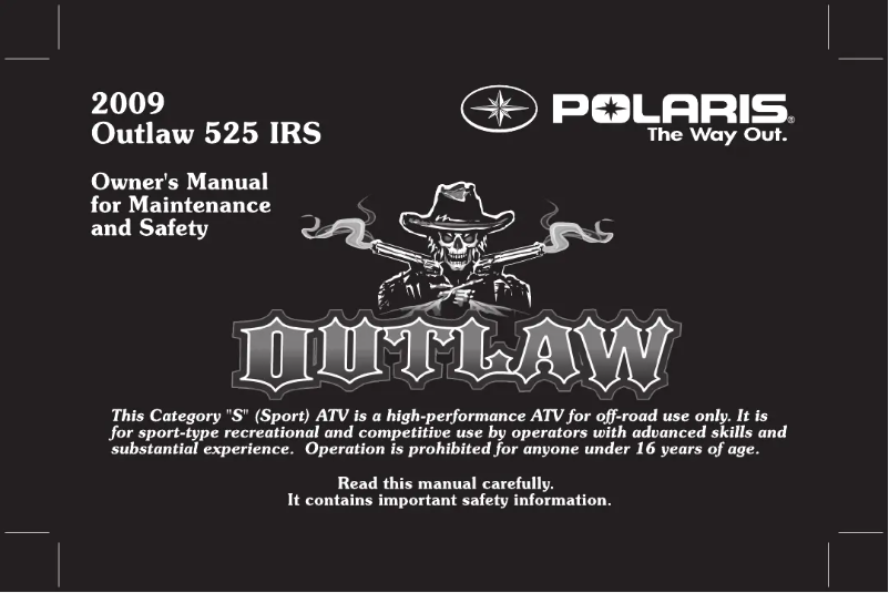 Page 1 de la notice Manuel utilisateur Polaris Outlaw 525 IRS (2009)