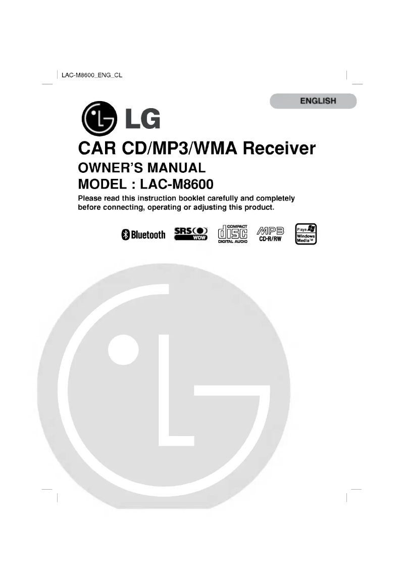 Page 1 de la notice Manuel utilisateur LG LAC-M8600