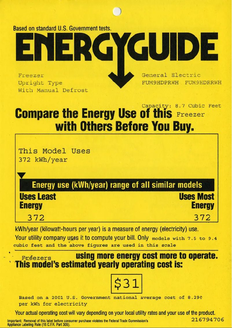 Page n°1 - Label énergétique GE FUM9HDPRWH