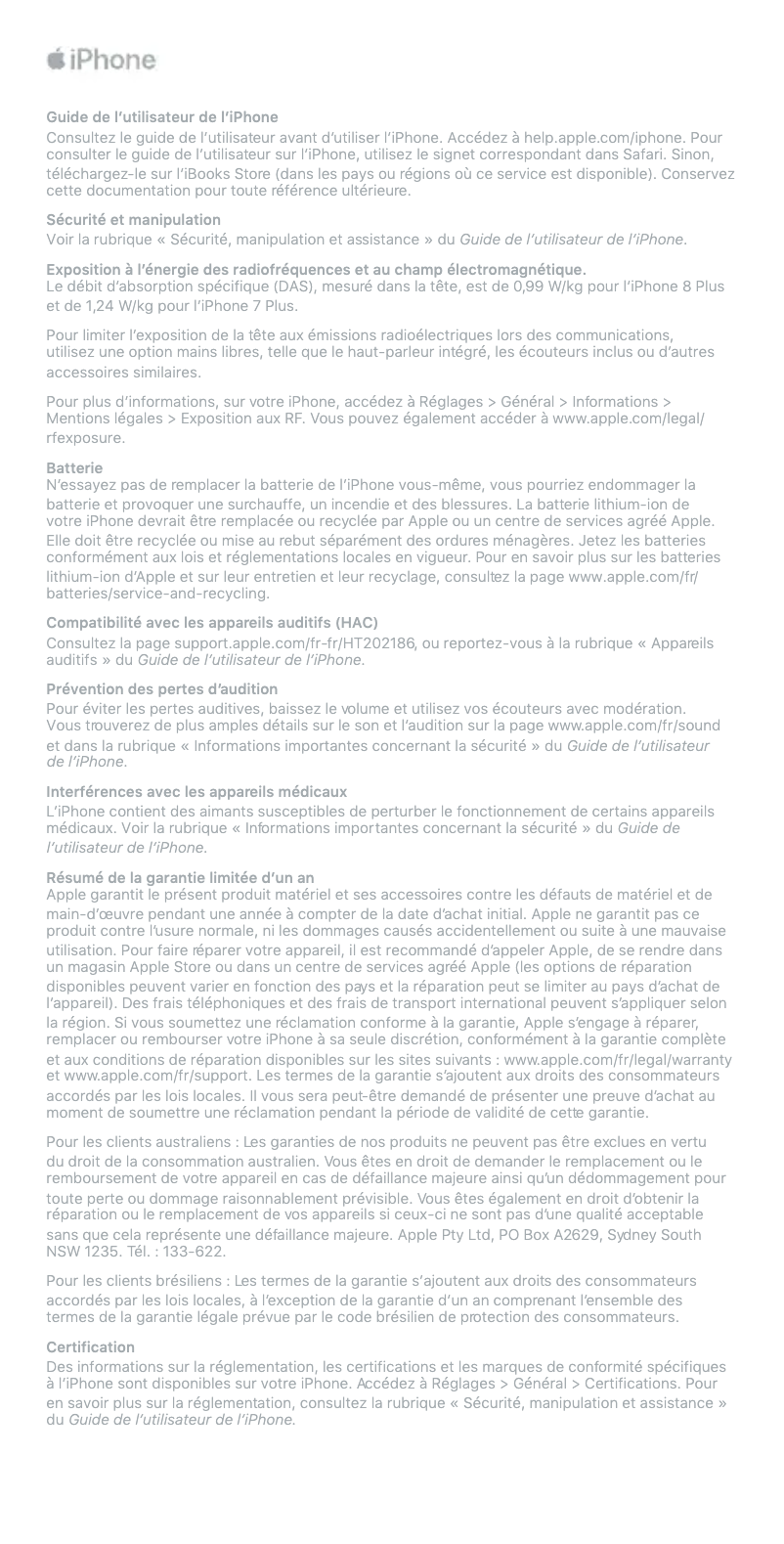 Page n°1 - Fiche technique Apple iPhone 7 Plus