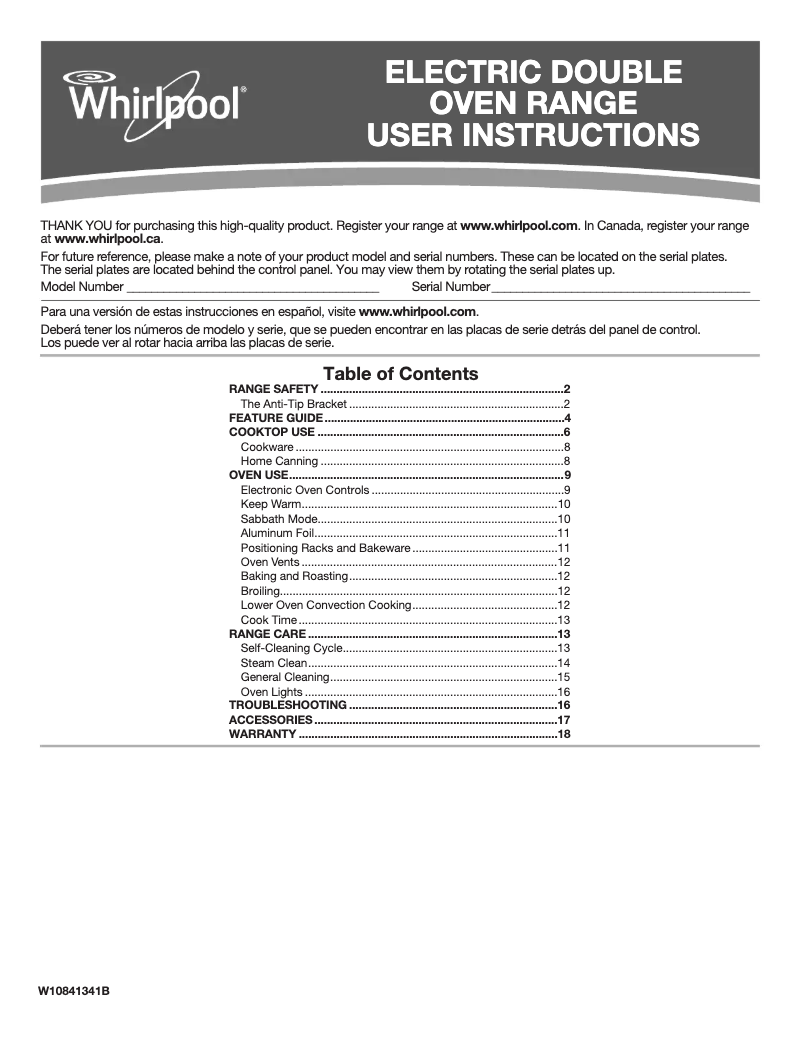 Page n°1 - Instructions / montage Whirlpool YWGE745C0FS