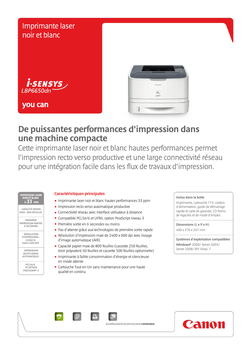 Image de la première page du manuel de l'appareil i-Sensys LBP6650DN