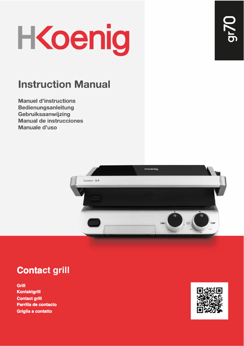 Page 1 de la notice Manuel utilisateur H.Koenig GR70