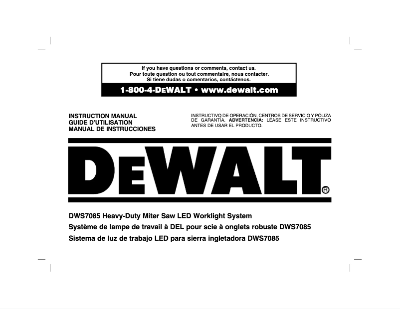 Page n°1 - Manuel utilisateur DeWalt DWS7085