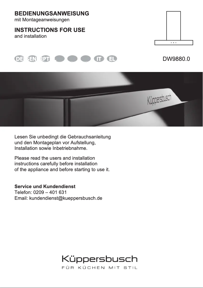 Page n°1 - Manuel utilisateur Küppersbusch DW9880.0S