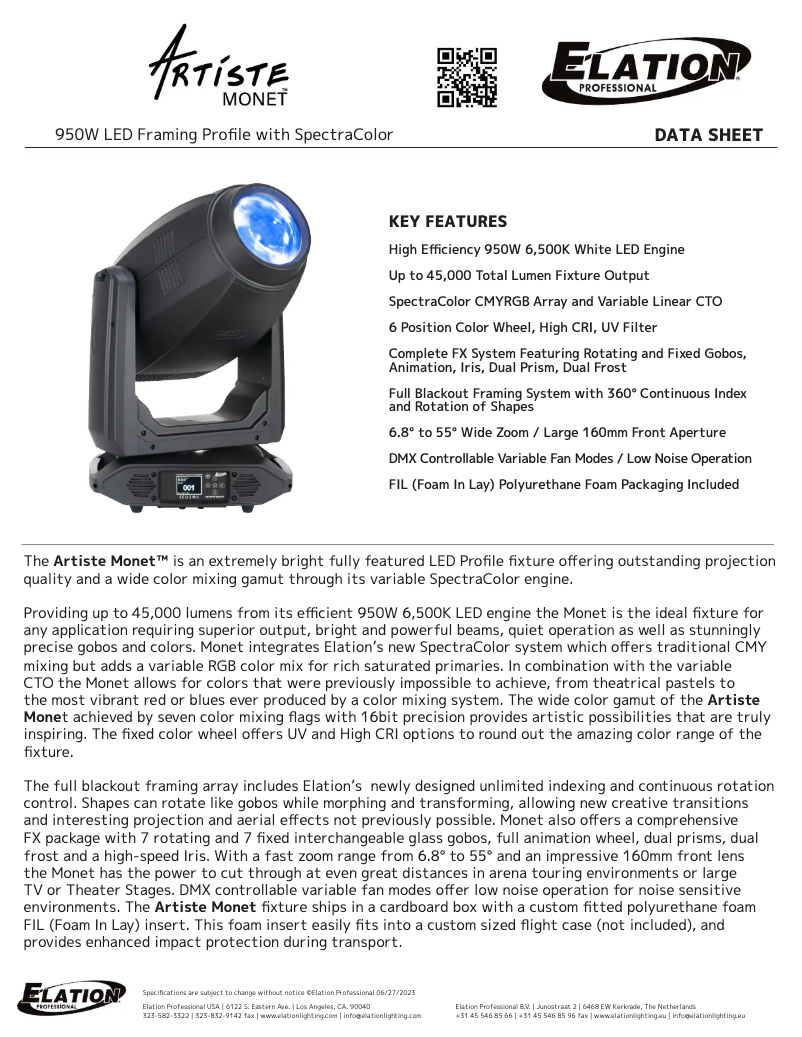 Image de la première page du manuel de l'appareil Artiste Monet