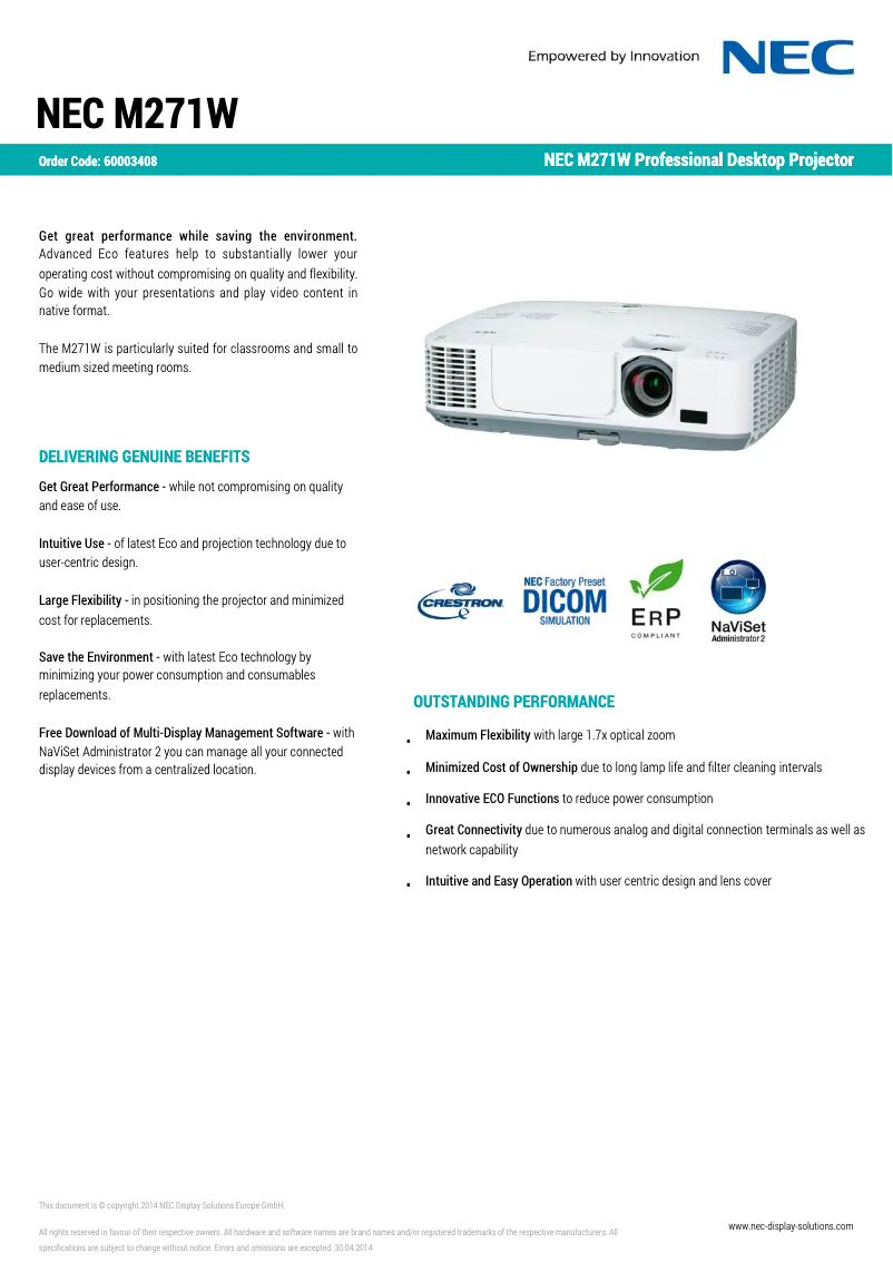 Image de la première page du manuel de l'appareil M271W