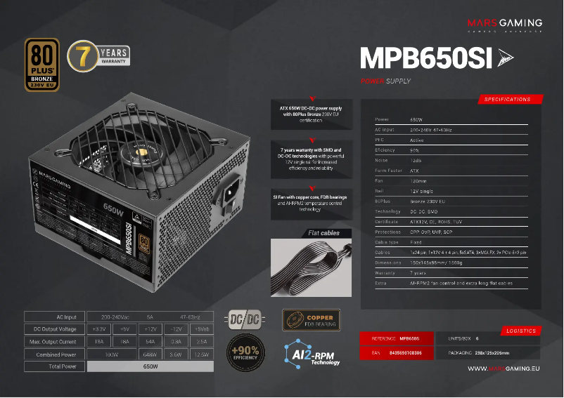 Page n°1 - Manuel utilisateur Mars Gaming MPB650SI
